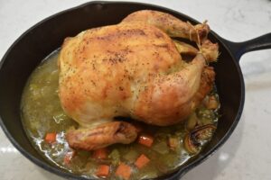 Recipe for Roasted Chicken with Jus and Lees